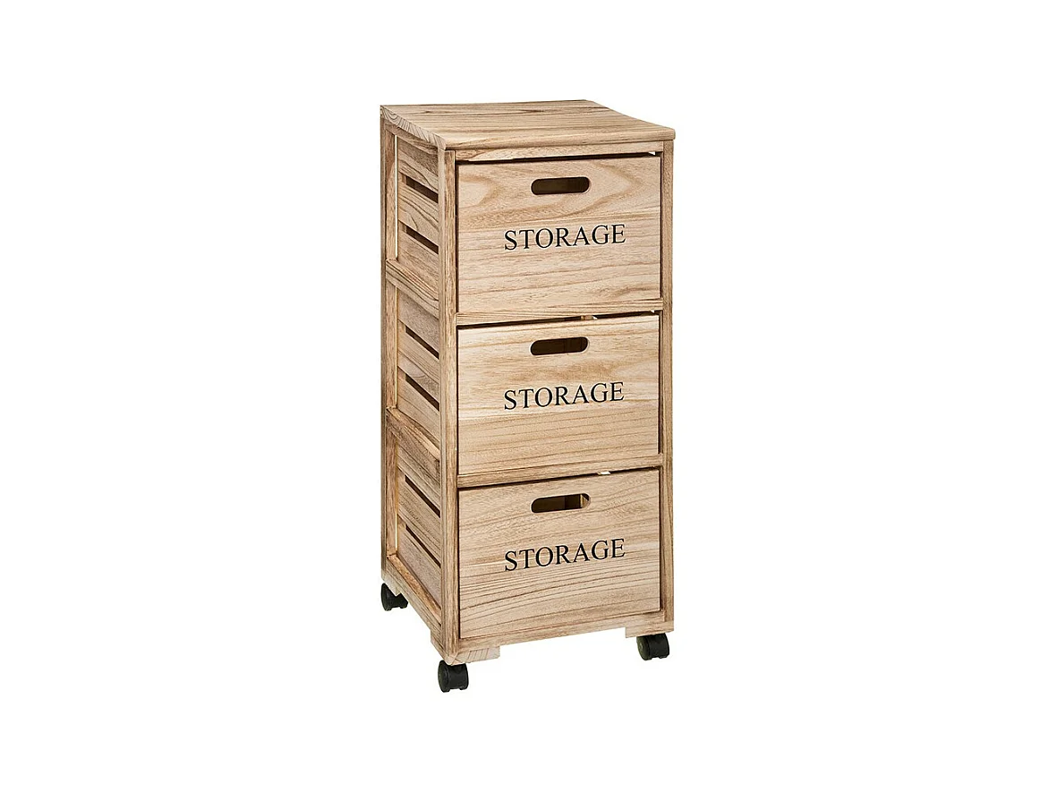 Meuble de Rangement "3 Tiroirs" 82cm Naturel