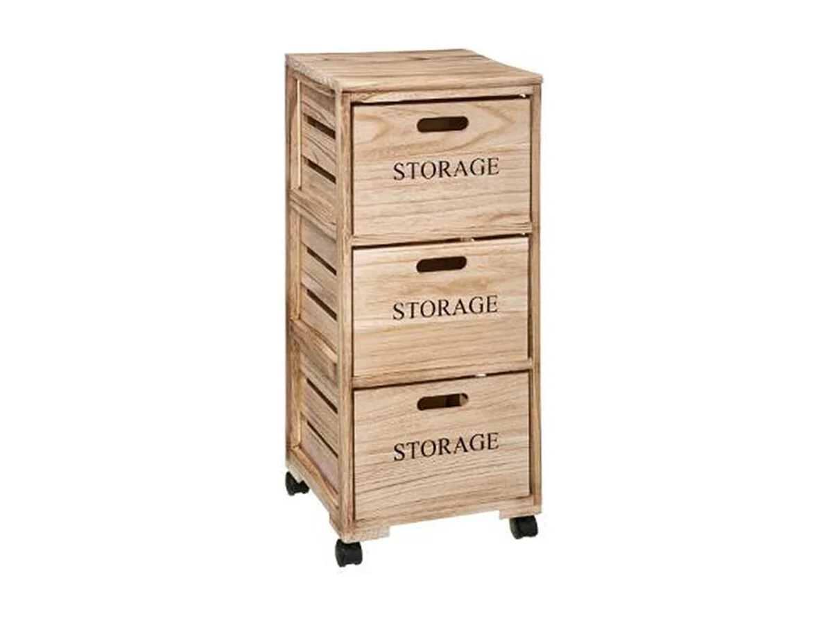 Meuble de Rangement "3 Tiroirs" 82cm Naturel