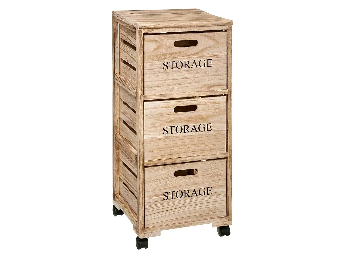 Meuble de Rangement "3 Tiroirs" 82cm Naturel