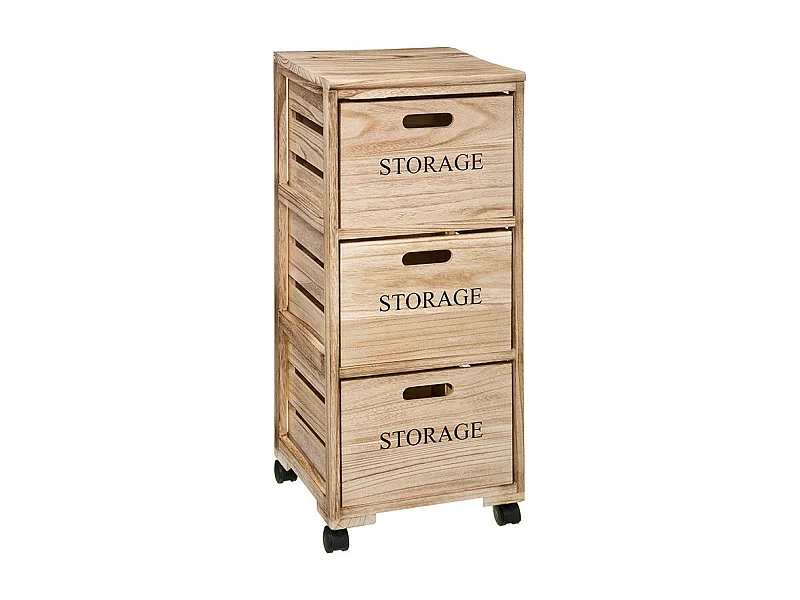 Meuble de Rangement "3 Tiroirs" 82cm Naturel