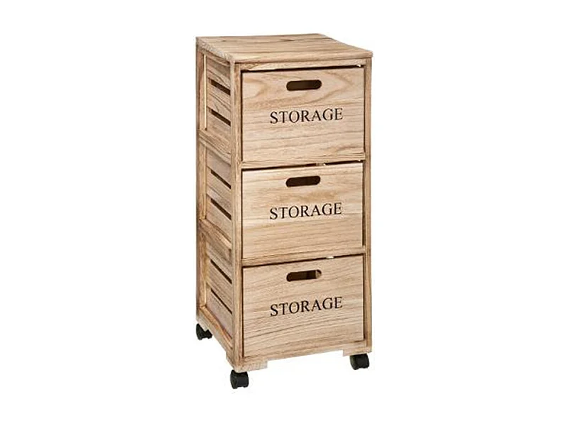 Meuble de Rangement "3 Tiroirs" 82cm Naturel