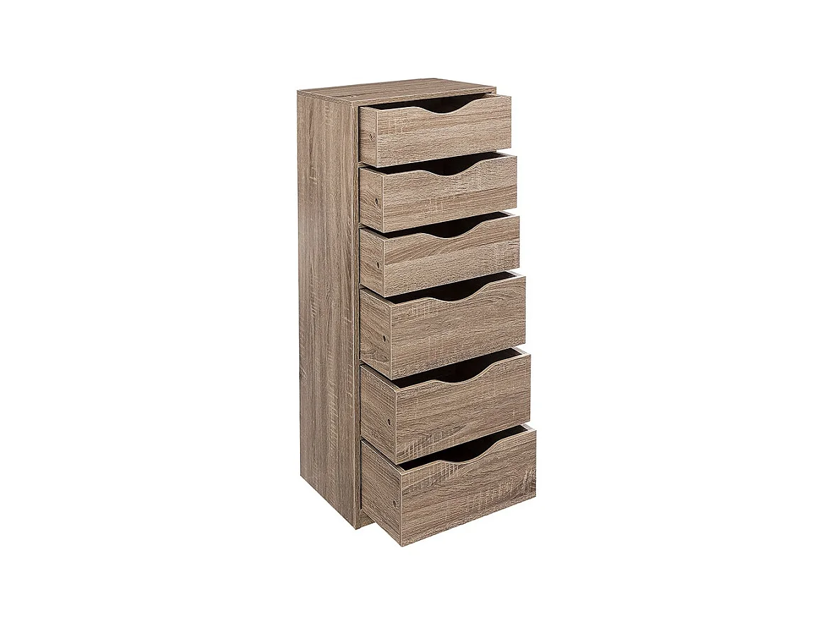 Caisson de Bureau "6 Tiroirs" 100cm Naturel