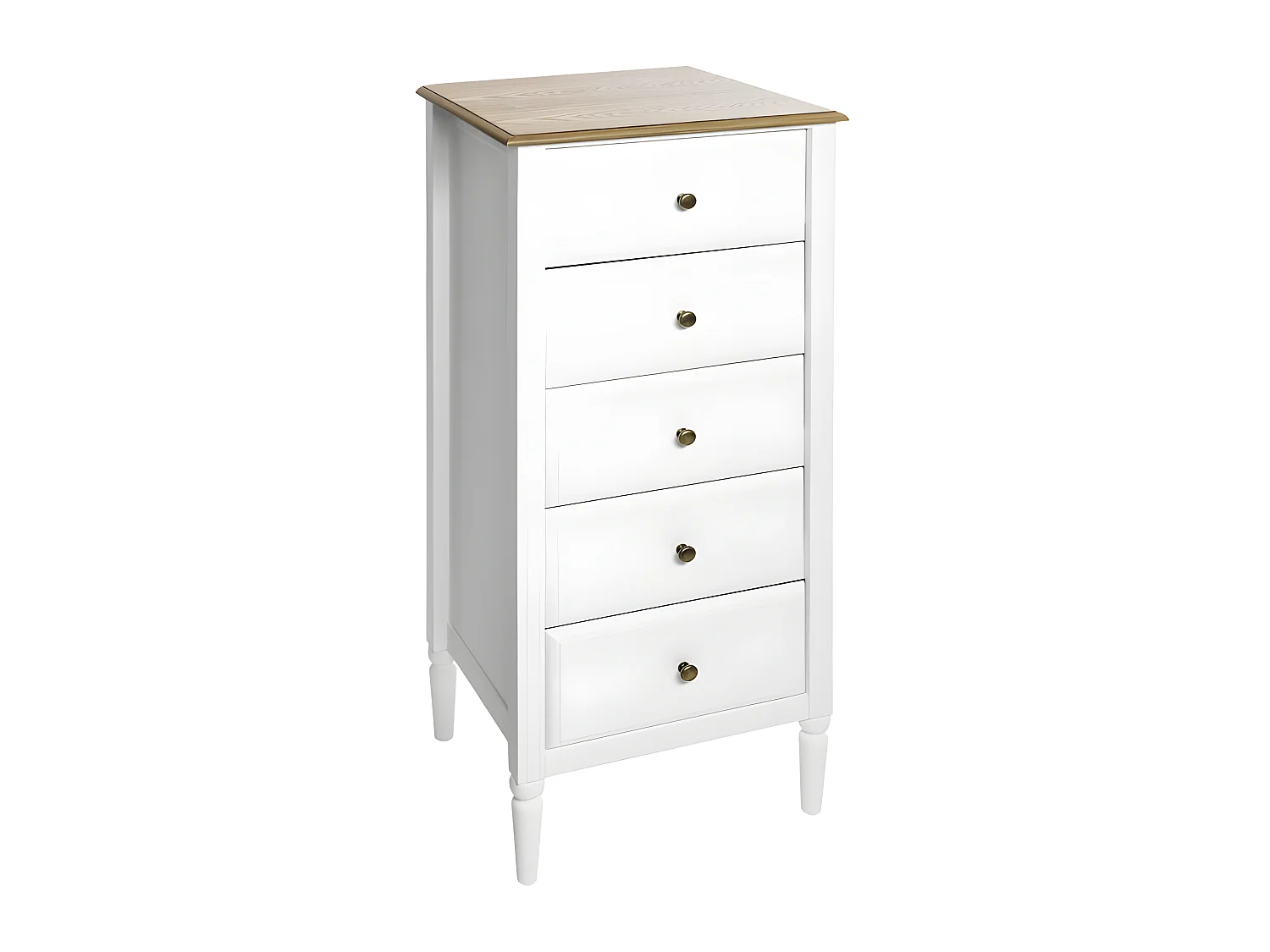 Chiffonnier 5 Tiroirs en Bois "Solen" 108cm Blanc