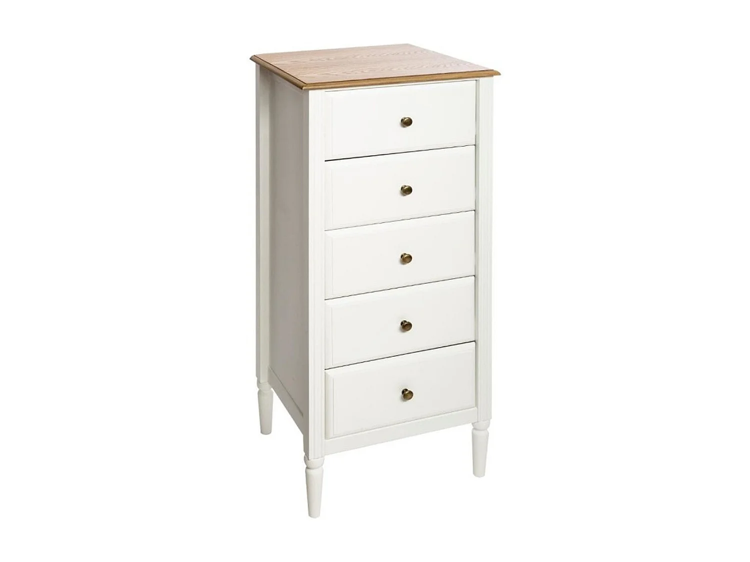 Chiffonnier 5 Tiroirs en Bois "Solen" 108cm Blanc