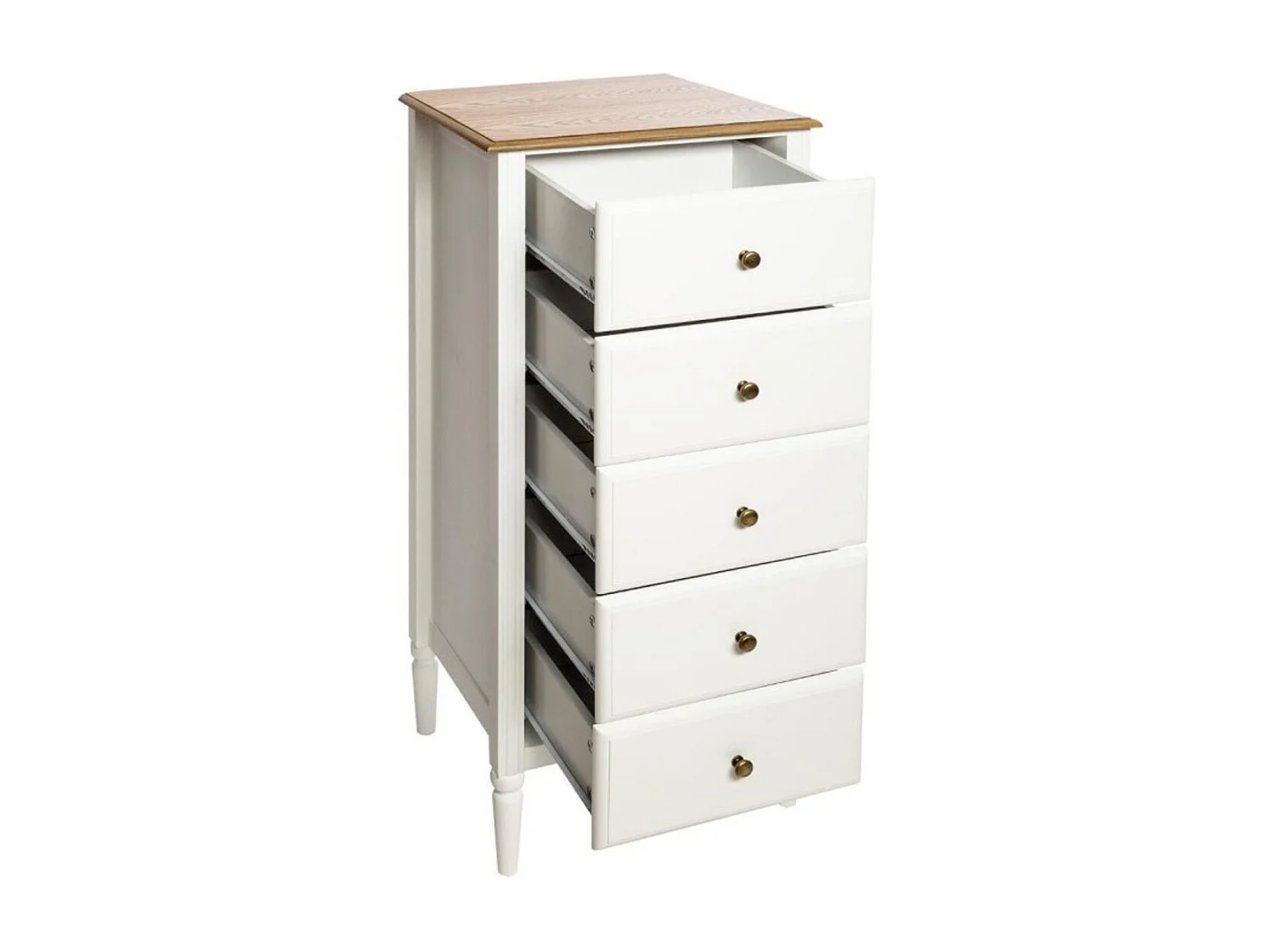 Chiffonnier 5 Tiroirs en Bois "Solen" 108cm Blanc