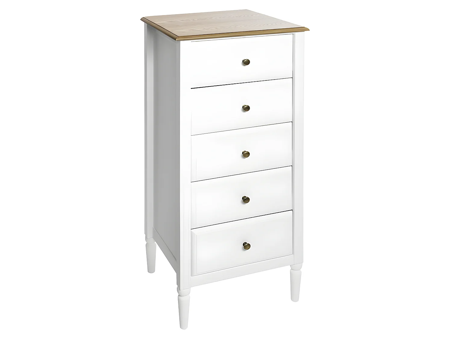 Chiffonnier 5 Tiroirs en Bois "Solen" 108cm Blanc
