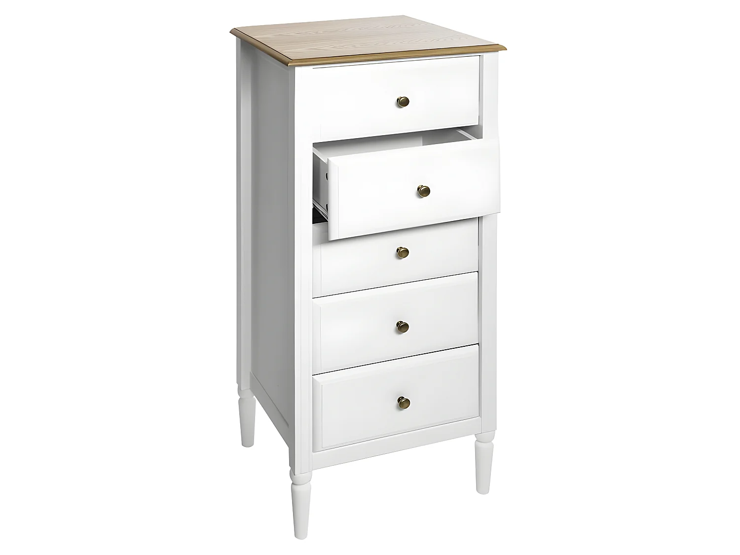 Chiffonnier 5 Tiroirs en Bois "Solen" 108cm Blanc