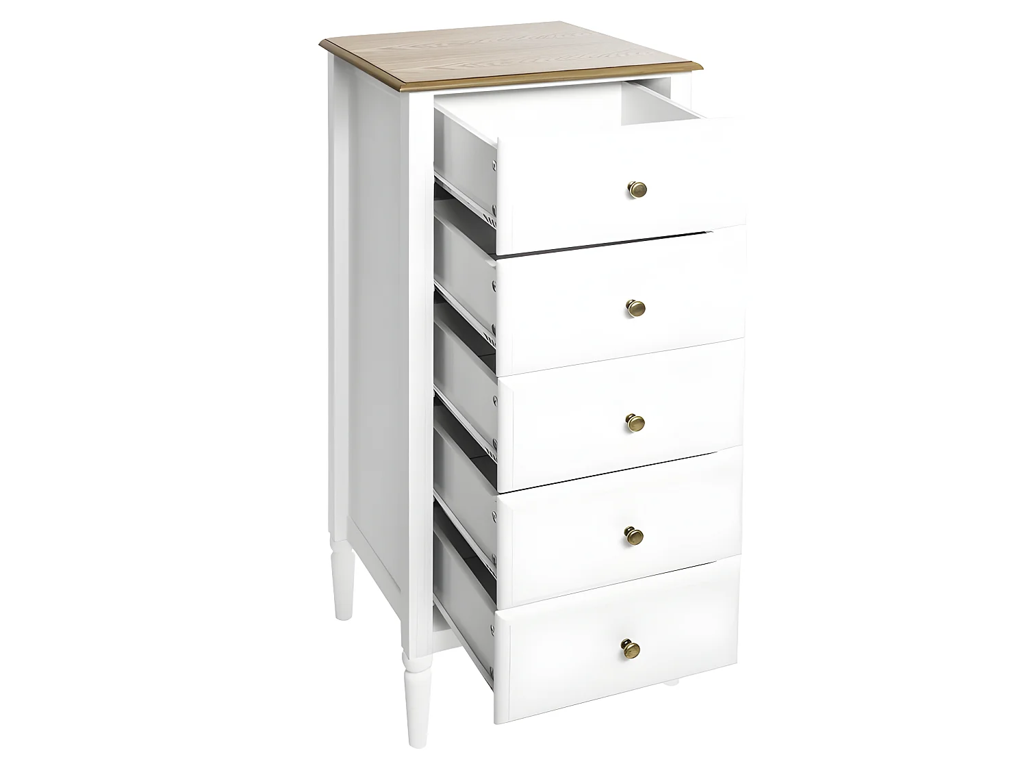 Chiffonnier 5 Tiroirs en Bois "Solen" 108cm Blanc