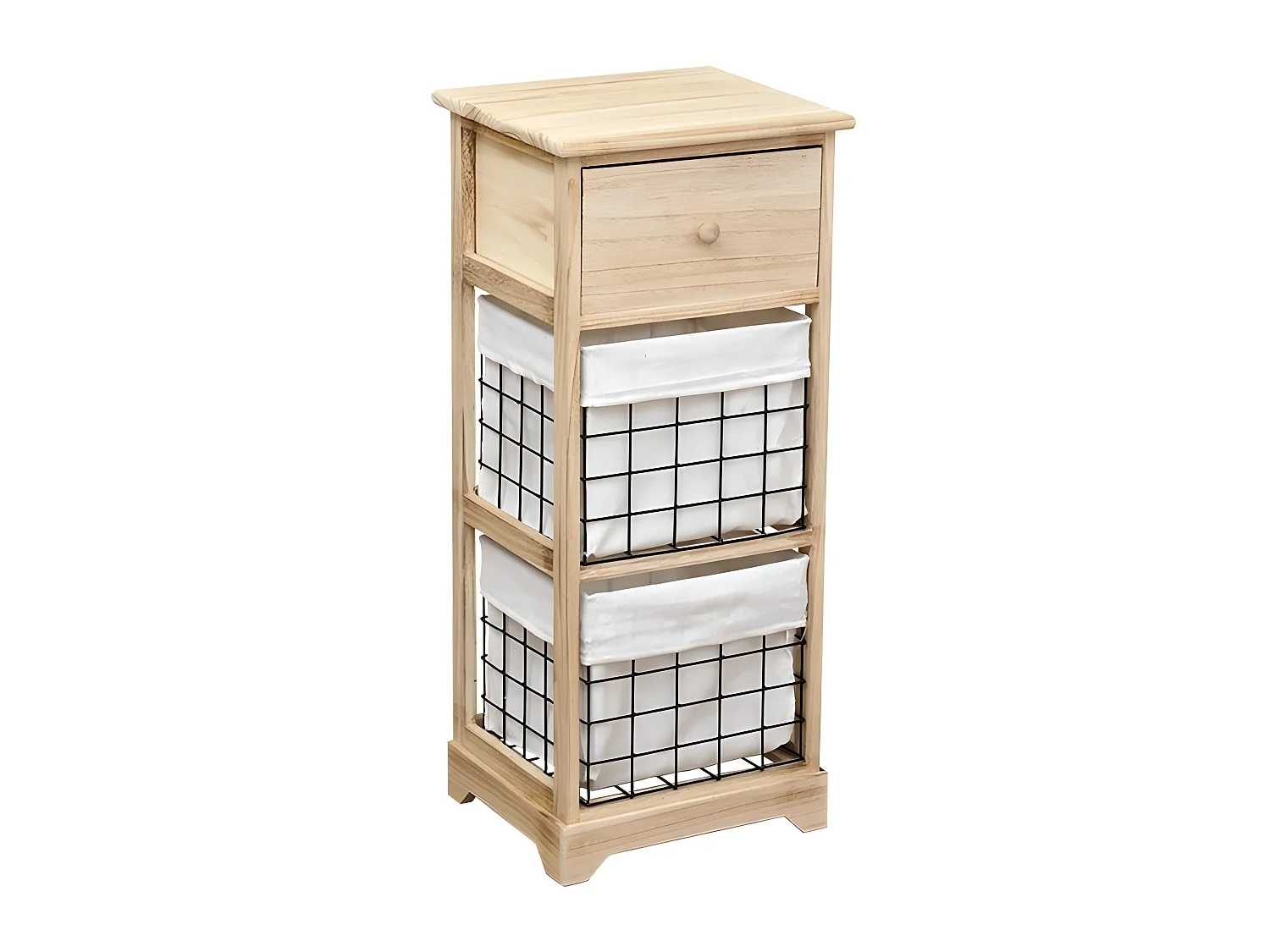 Chiffonnier bois 1 tiroir 2 paniers naturel