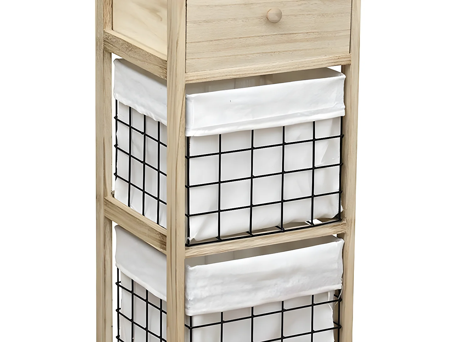 Chiffonnier bois 1 tiroir 2 paniers naturel