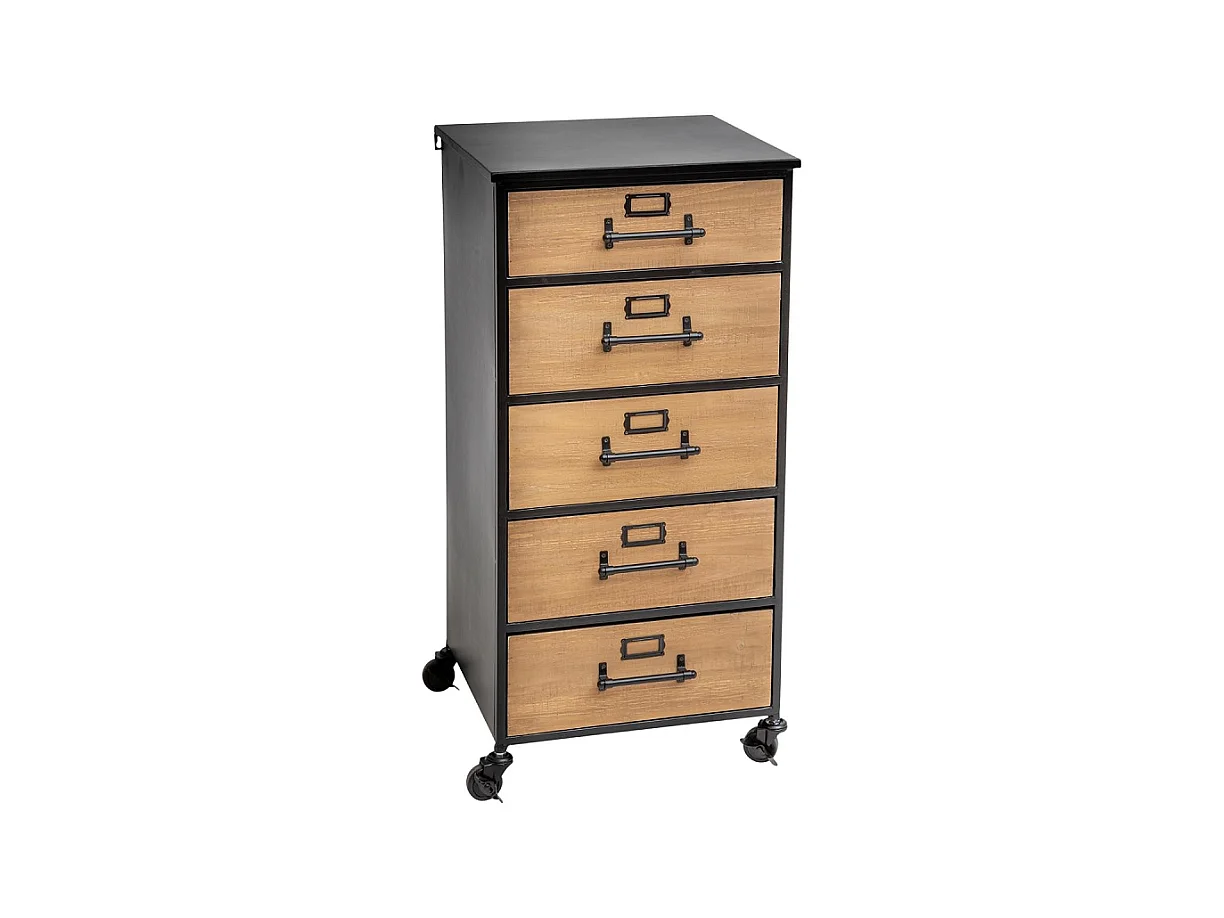 Chiffonnier Design 5 Tiroirs "Baris" 87cm Noir