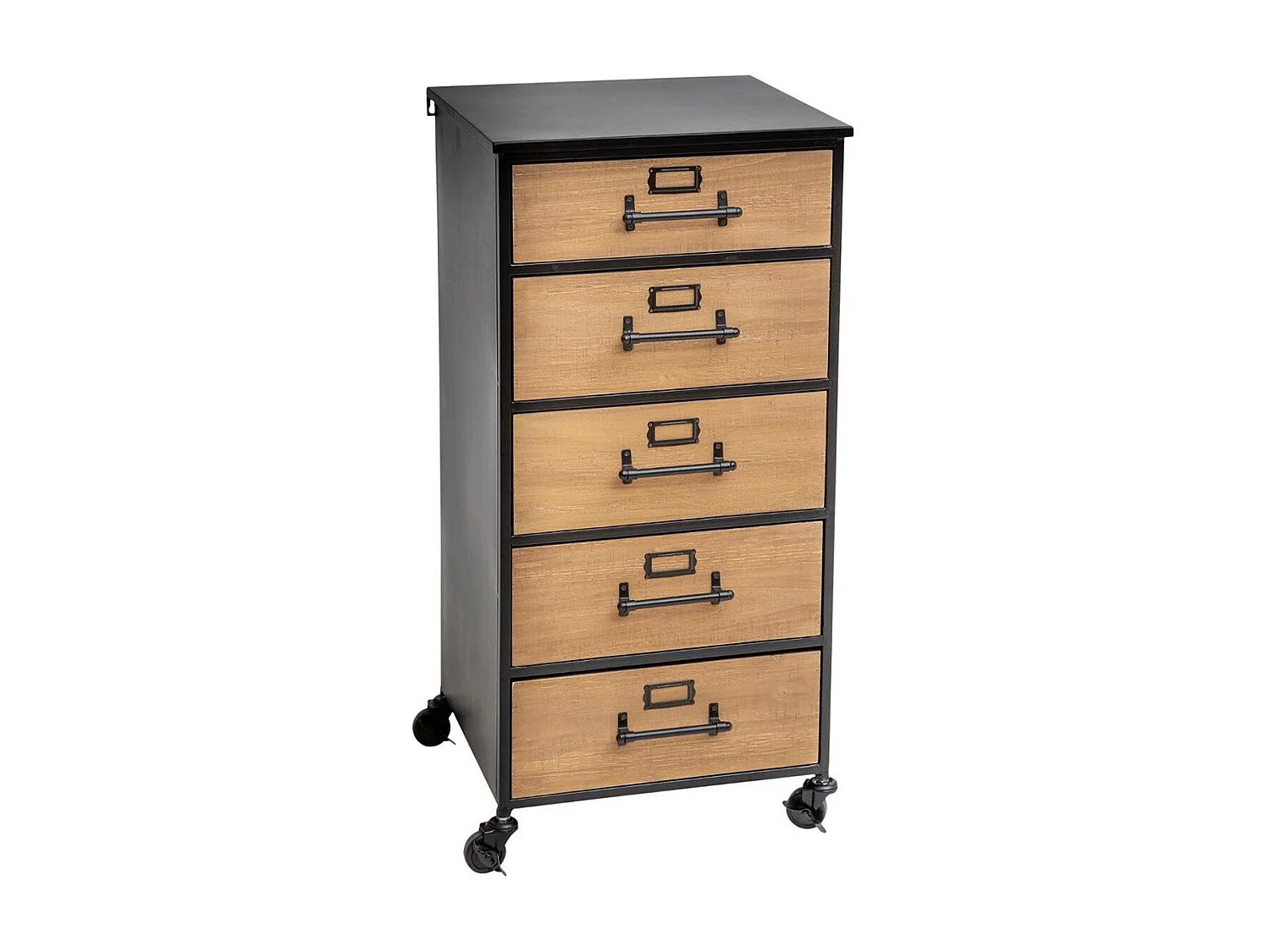 Chiffonnier Design 5 Tiroirs "Baris" 87cm Noir