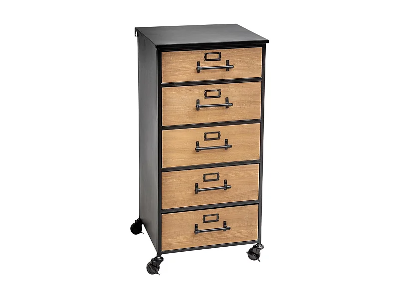 Chiffonnier Design 5 Tiroirs "Baris" 87cm Noir