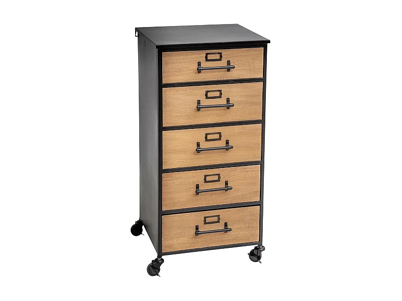 Chiffonnier Design 5 Tiroirs "Baris" 87cm Noir