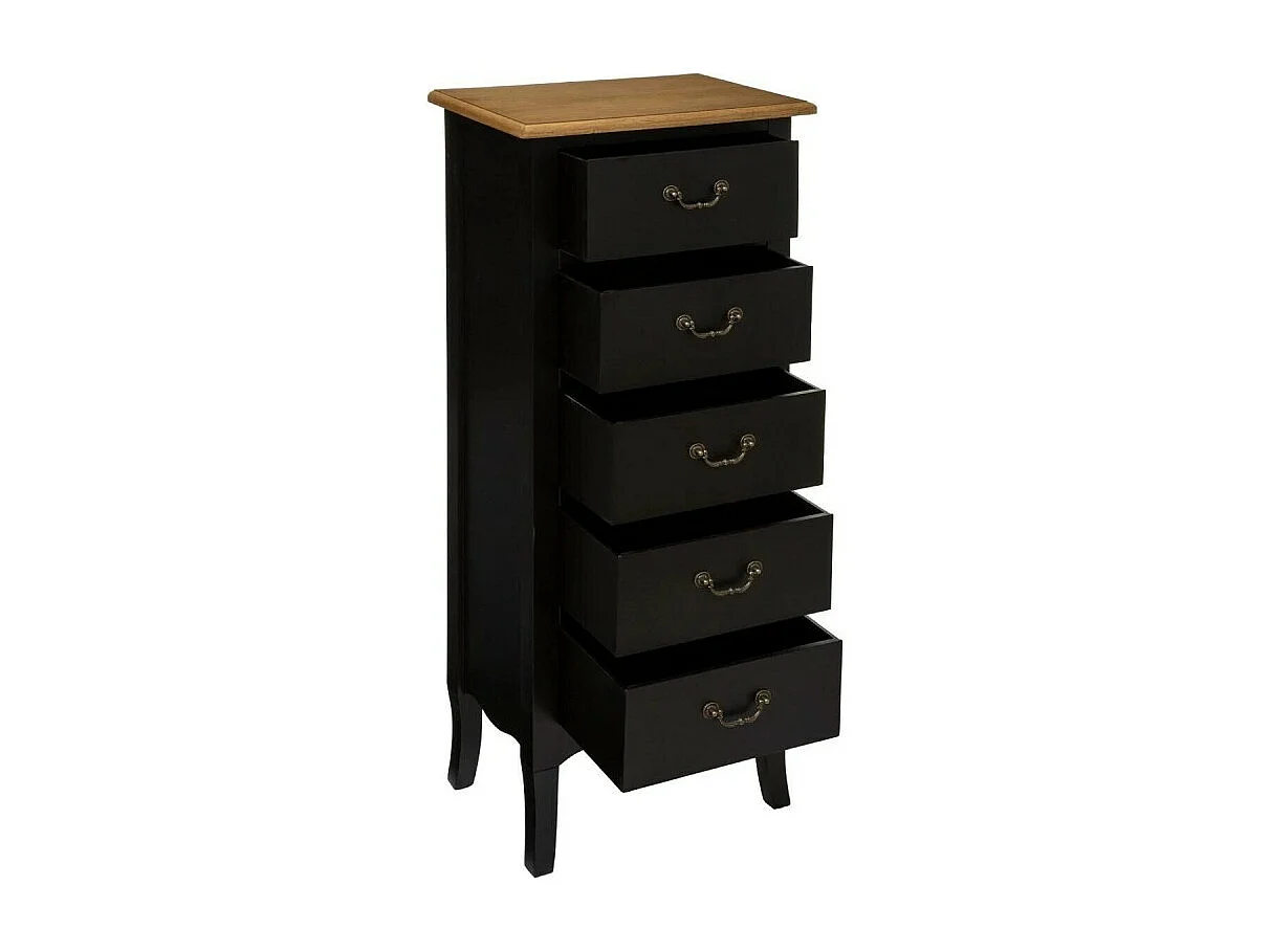 Chiffonnier 5 Tiroirs "Chrysa" 113cm Noir