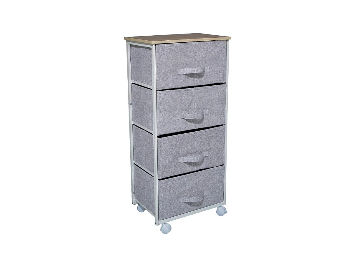 Meuble de Rangement "Roulettes" 96cm Gris Clair