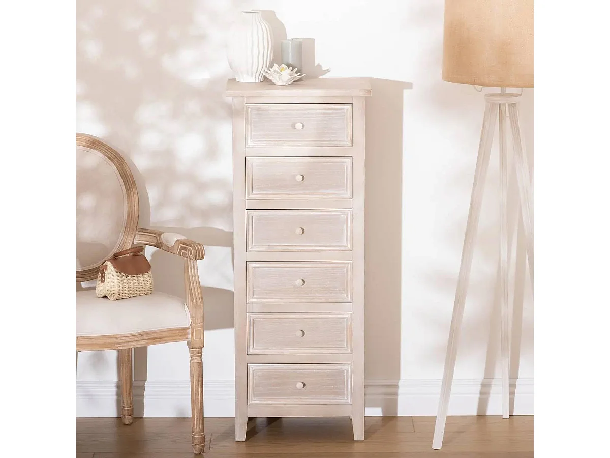Chiffonnier 6 Tiroirs "Charme" 113cm Naturel