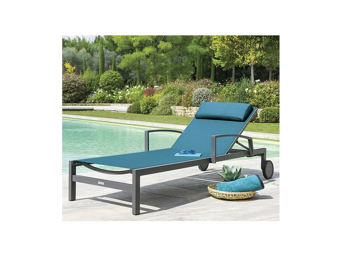 Transat Ocala inclinable bleu canard/graphite Hespéride