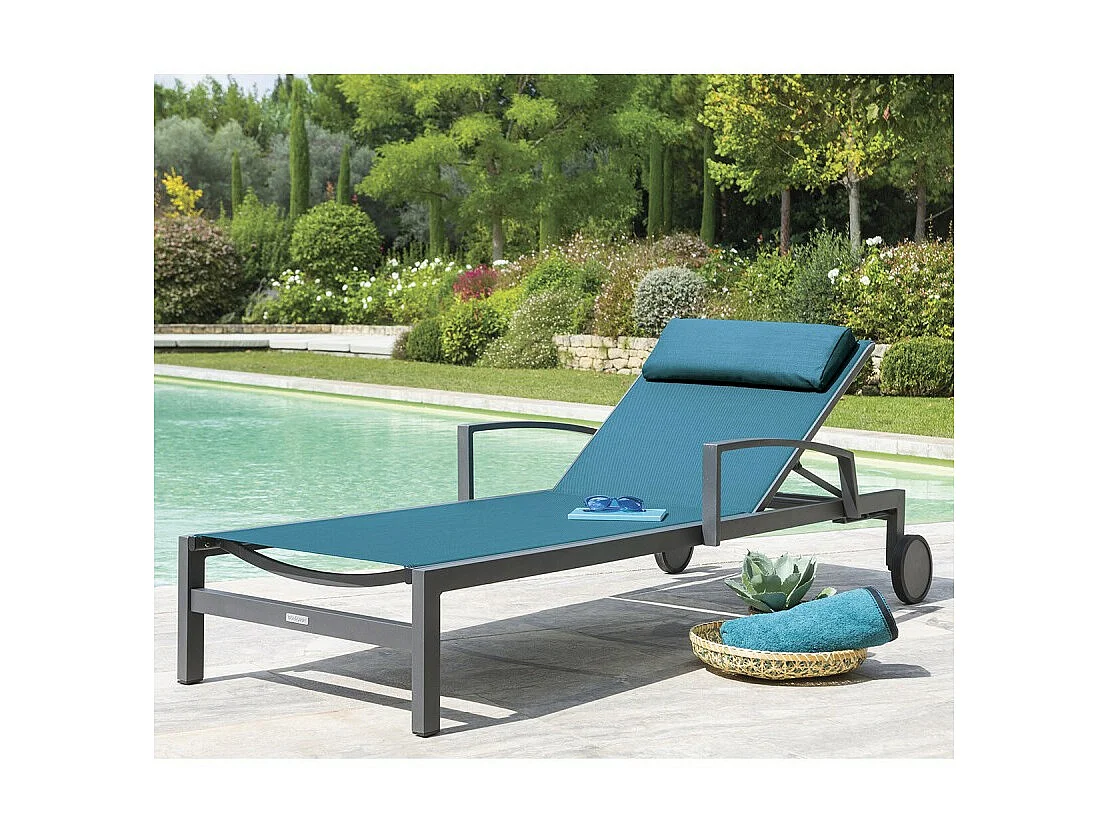 Transat Ocala inclinable bleu canard/graphite Hespéride