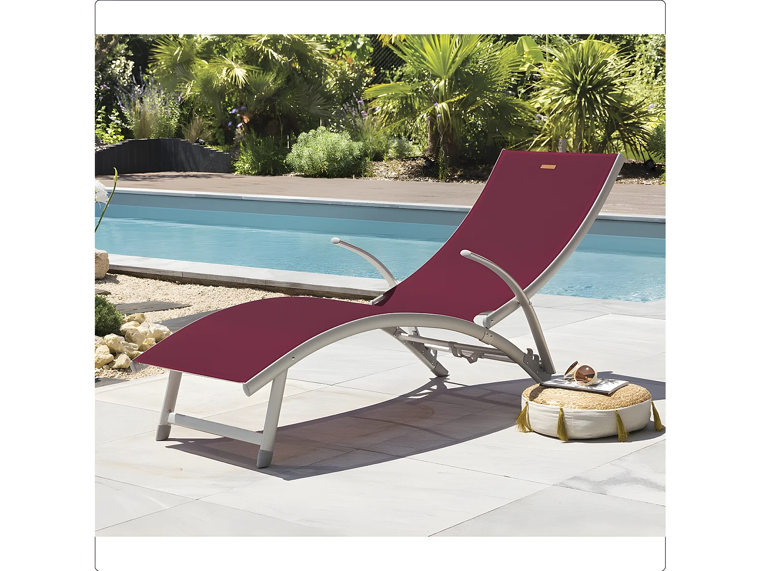 Transat Samba pliable et empilable bordeaux Hespéride - Bordeaux