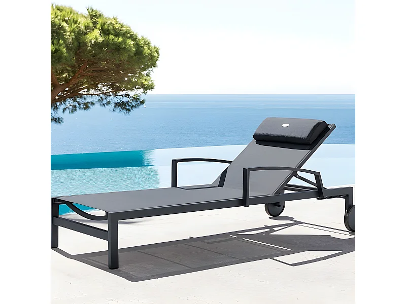 Transat Ocala inclinable anthracite/graphite Hespéride