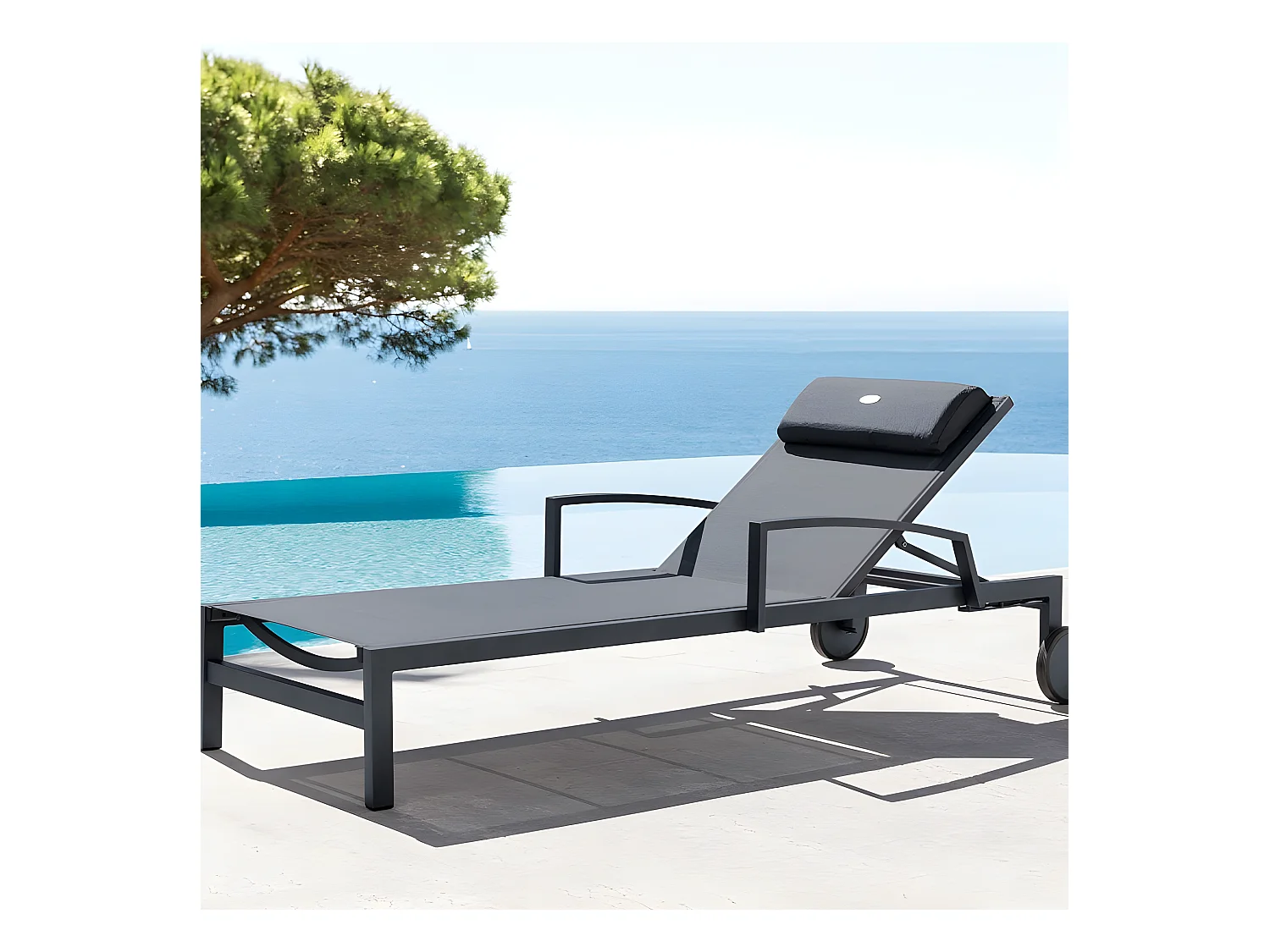 Transat Ocala inclinable anthracite/graphite Hespéride