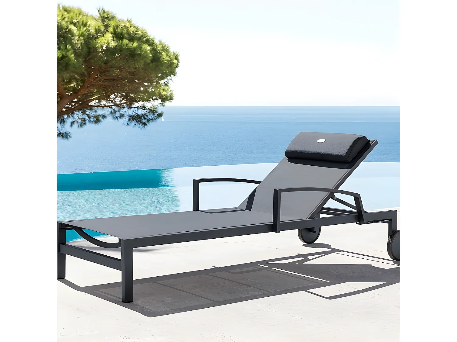 Transat Ocala inclinable anthracite/graphite Hespéride