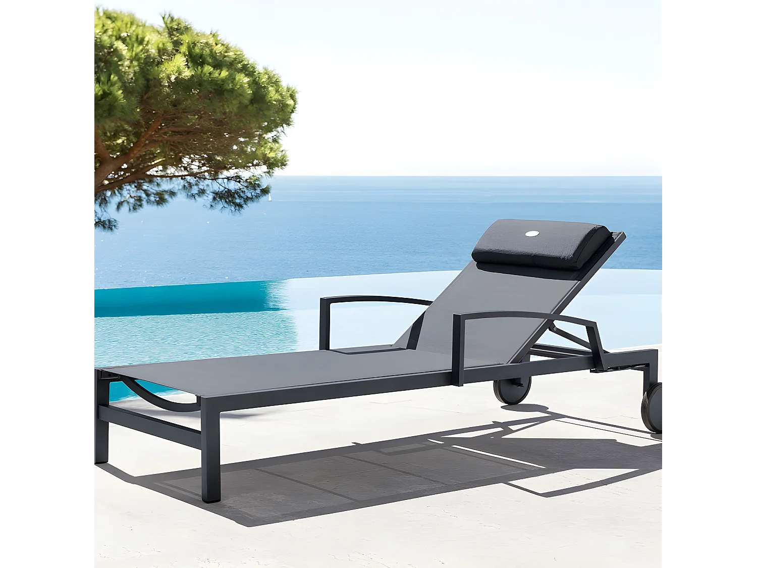 Transat Ocala inclinable anthracite/graphite Hespéride