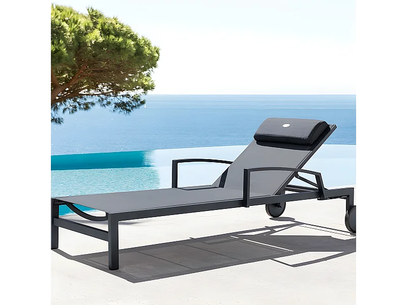 Transat Ocala inclinable anthracite/graphite Hespéride