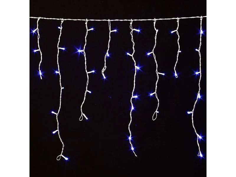 Guirlande 240 LED tombée de neige bleu fil transparent