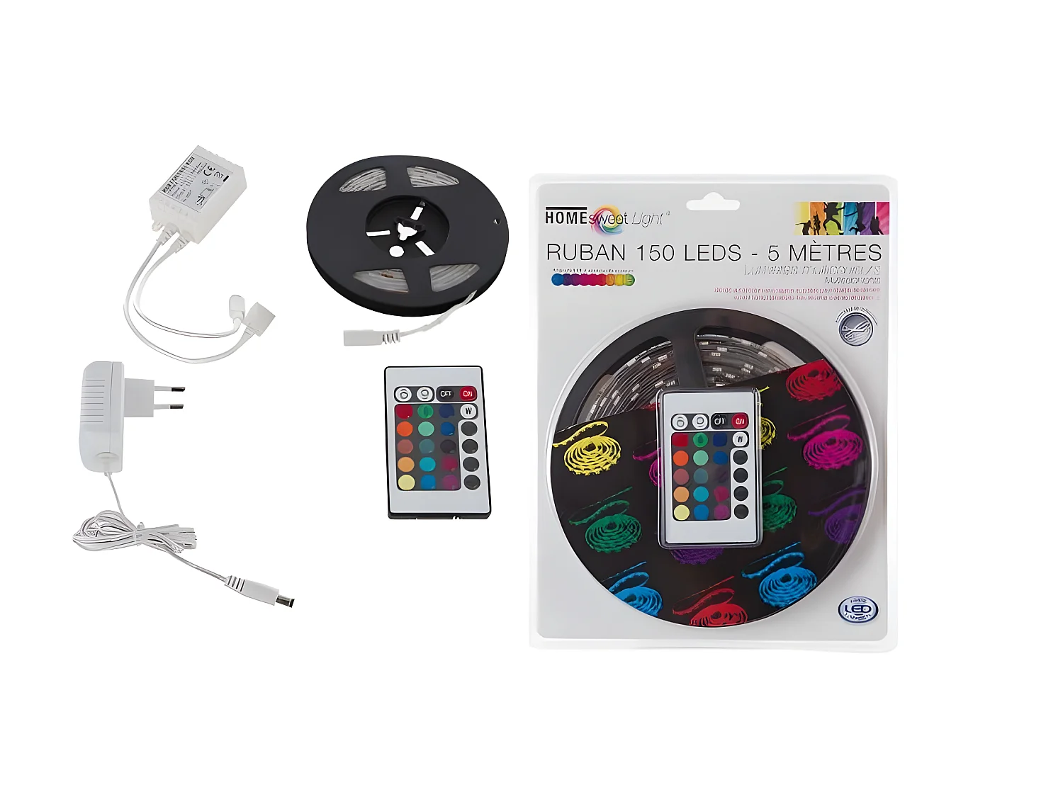 Ruban 150 Leds 5 m multicolore télécommande