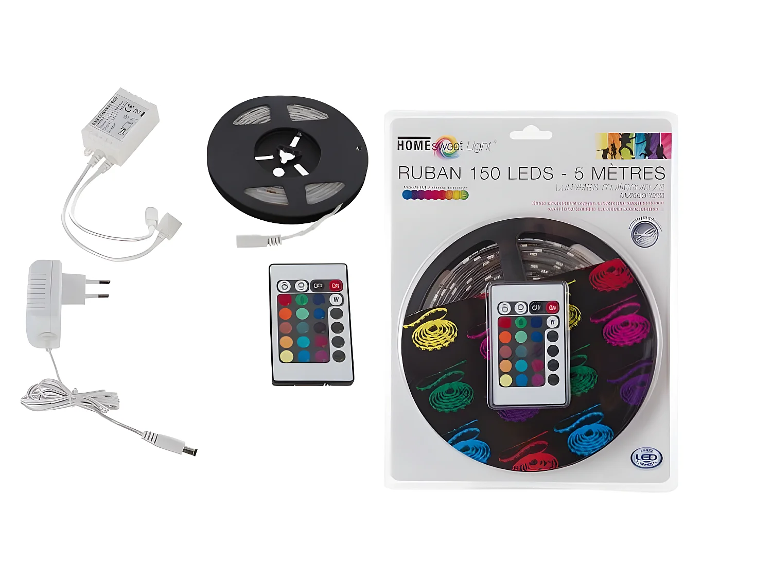 Ruban 150 Leds 5 m multicolore télécommande Atmosphera