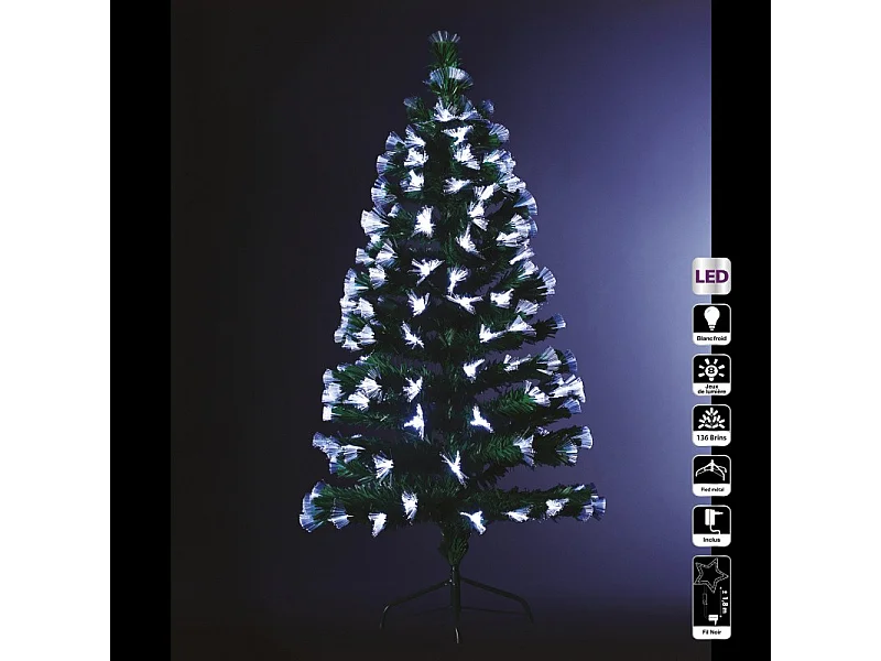 Sapin de Noël 120 cm vert lumineux LED blanc