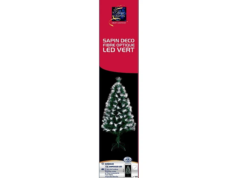 Sapin de Noël 120 cm vert lumineux LED blanc
