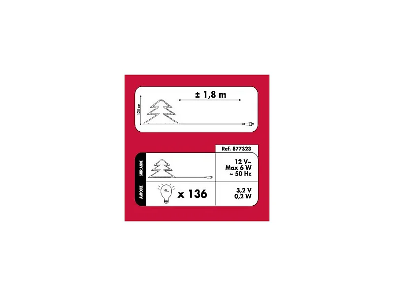 Sapin de Noël 120 cm vert lumineux LED blanc