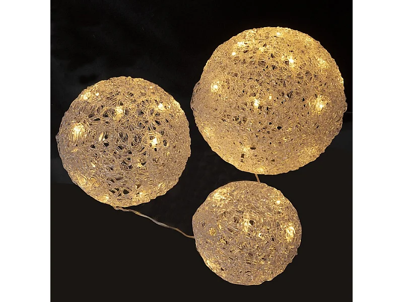 Lot 3 boules 56 LED blanc chaud