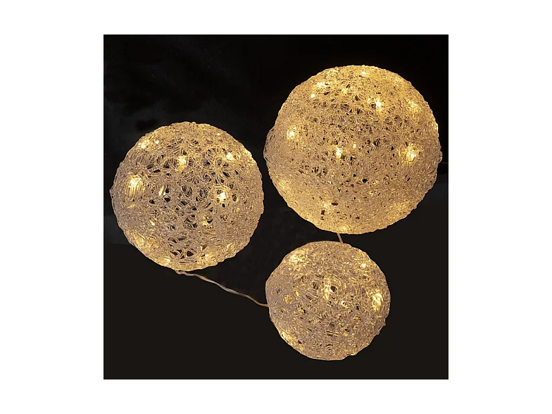 Lot 3 boules 56 LED blanc chaud