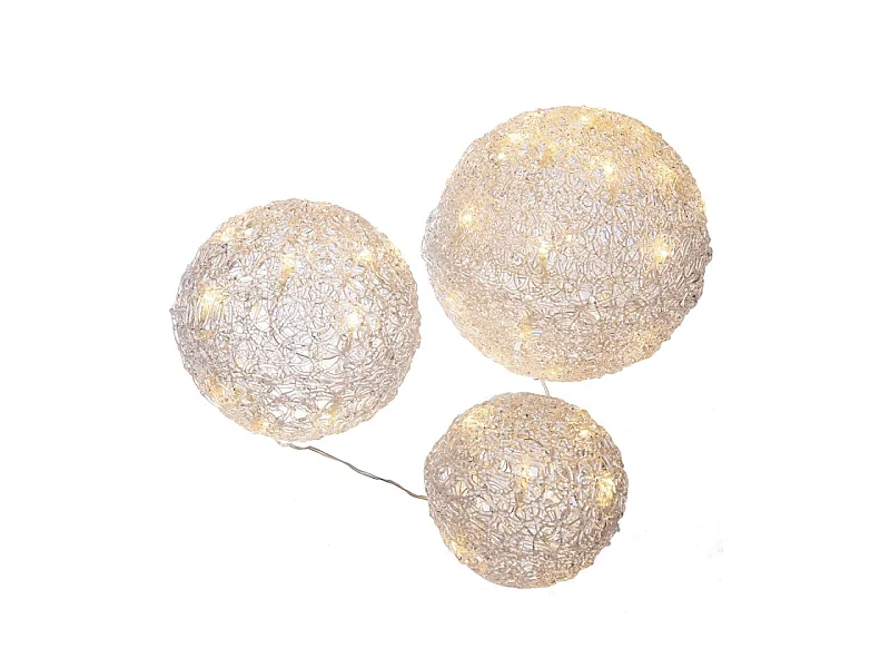 Lot 3 boules 56 LED blanc chaud