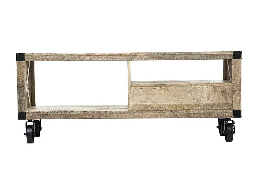 Meuble TV 1 Tiroir en Bois "Silas" 140cm Beige