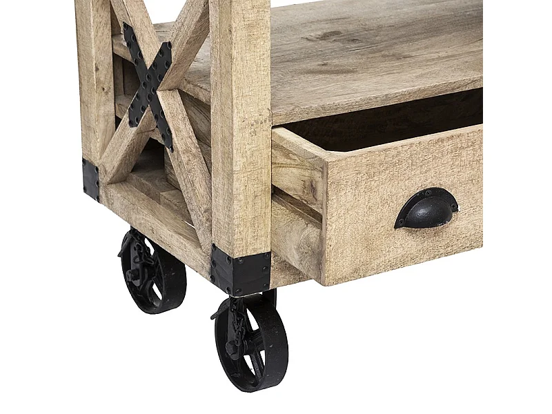 Meuble TV 1 Tiroir en Bois "Silas" 140cm Beige