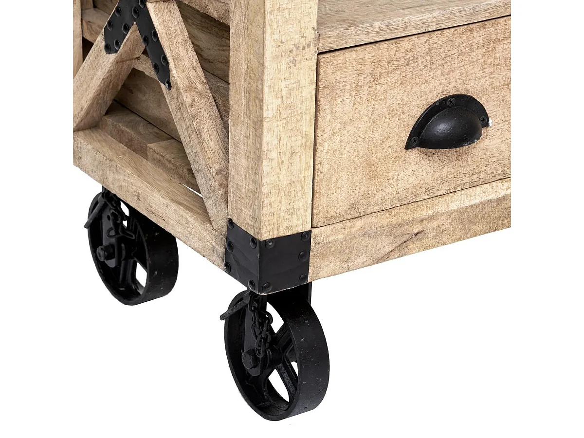 Meuble TV 1 Tiroir en Bois "Silas" 140cm Beige