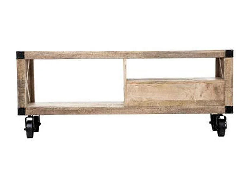 Meuble TV 1 Tiroir en Bois "Silas" 140cm Beige