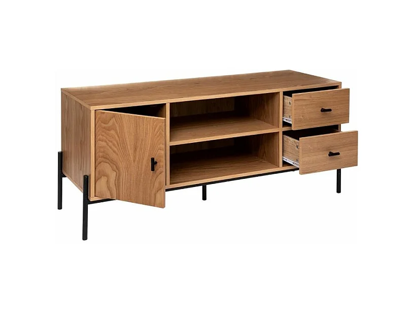 Meuble TV 1 Porte & 2 Tiroirs "Simon" 127cm Beige