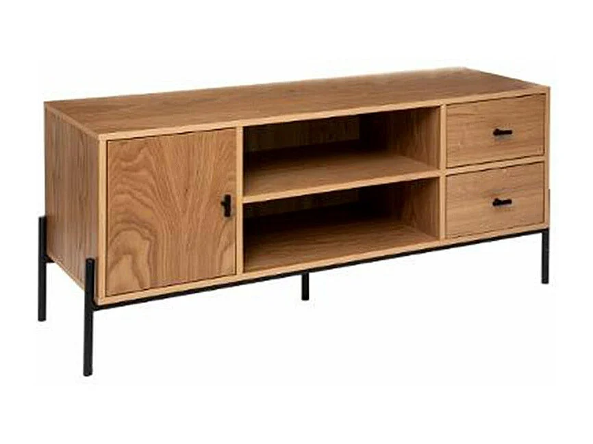Meuble TV 1 Porte & 2 Tiroirs "Simon" 127cm Beige