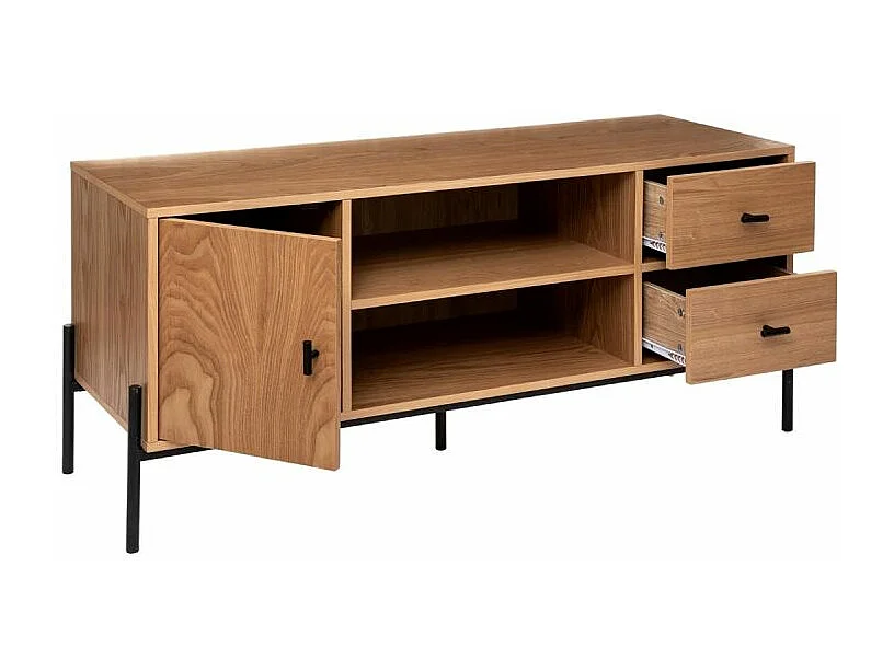 Meuble TV 1 Porte & 2 Tiroirs "Simon" 127cm Beige