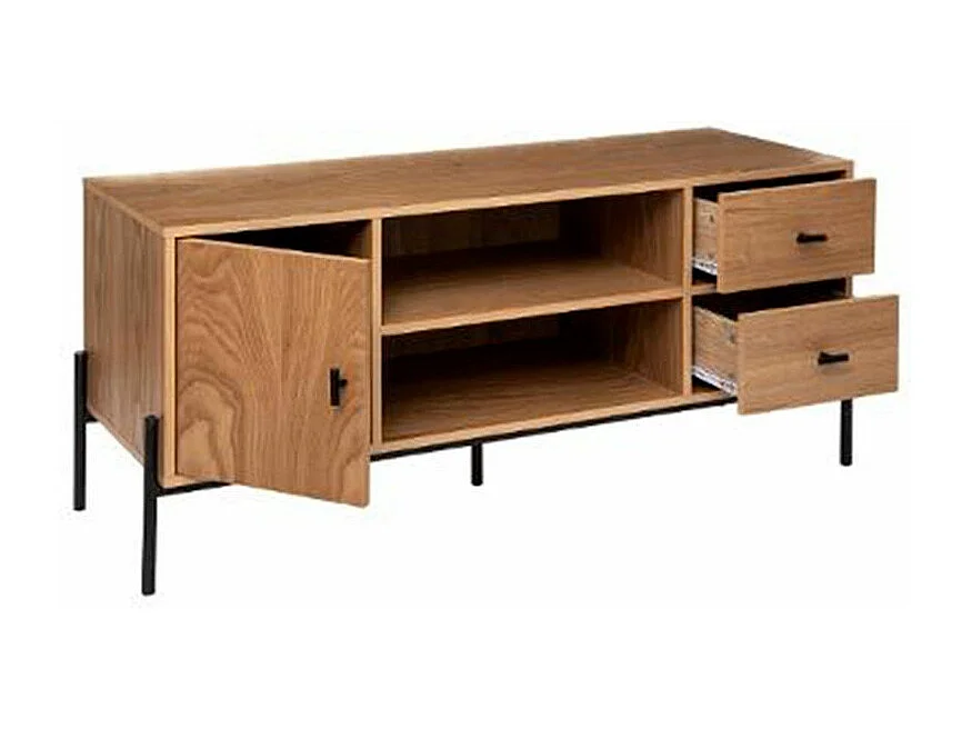 Meuble TV 1 Porte & 2 Tiroirs "Simon" 127cm Beige