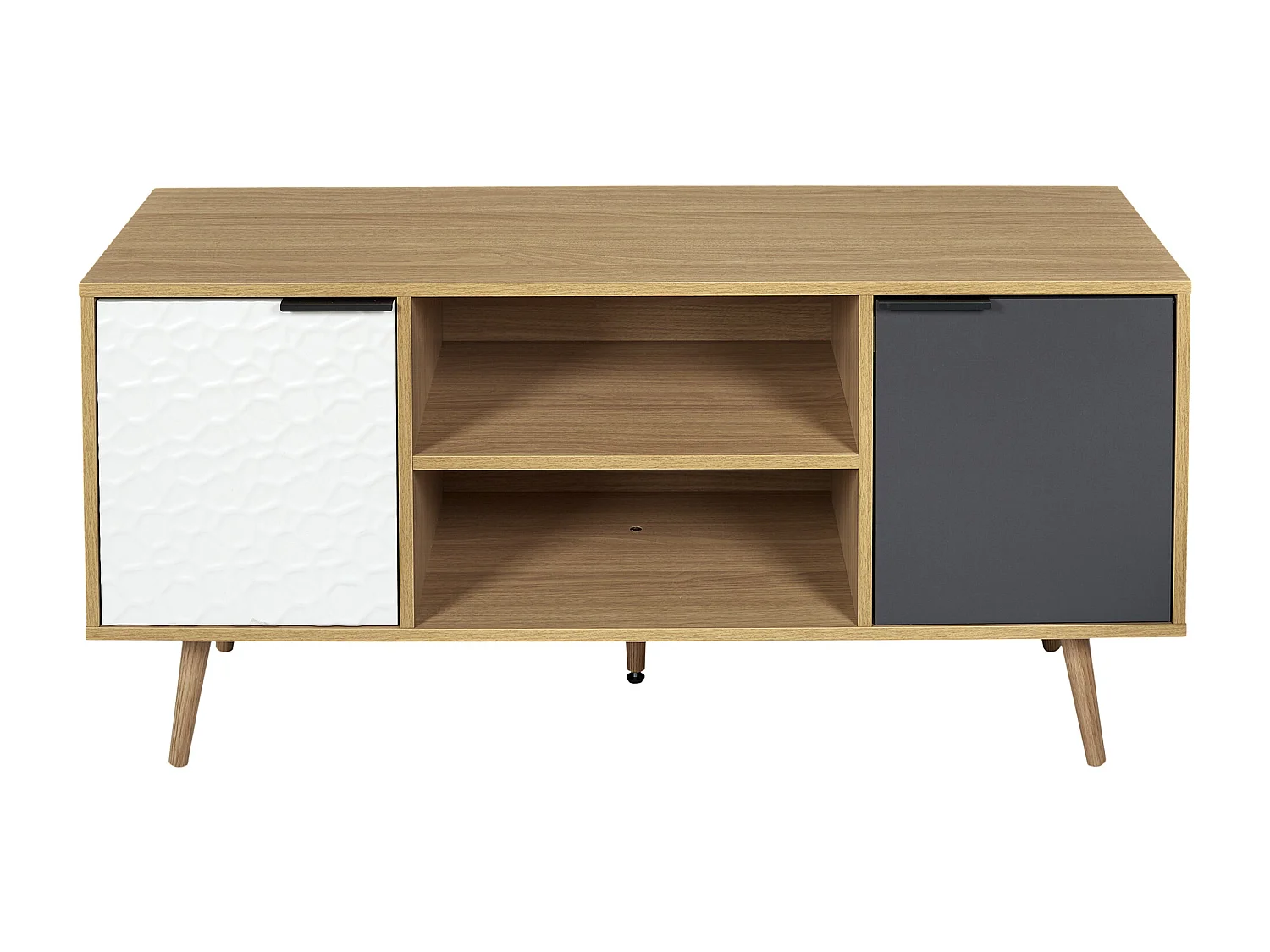 Meuble Tv Sven 2 Portes Blanc, Gris, Marron