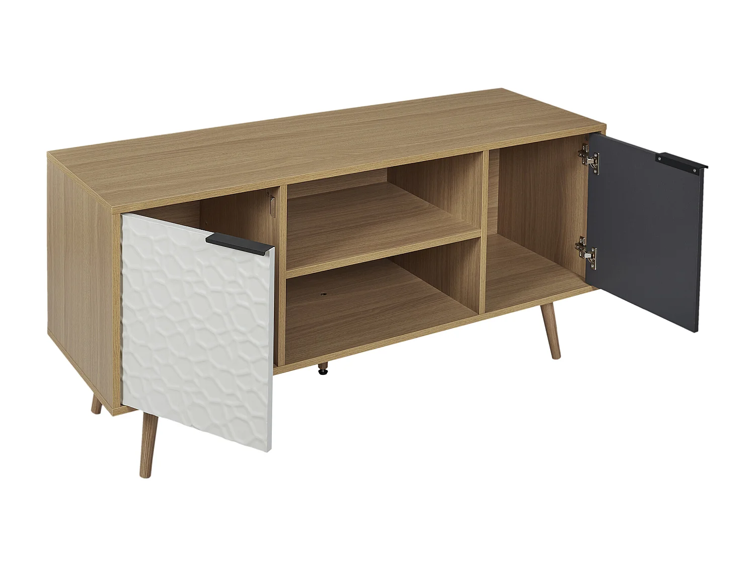 Meuble Tv Sven 2 Portes Blanc, Gris, Marron