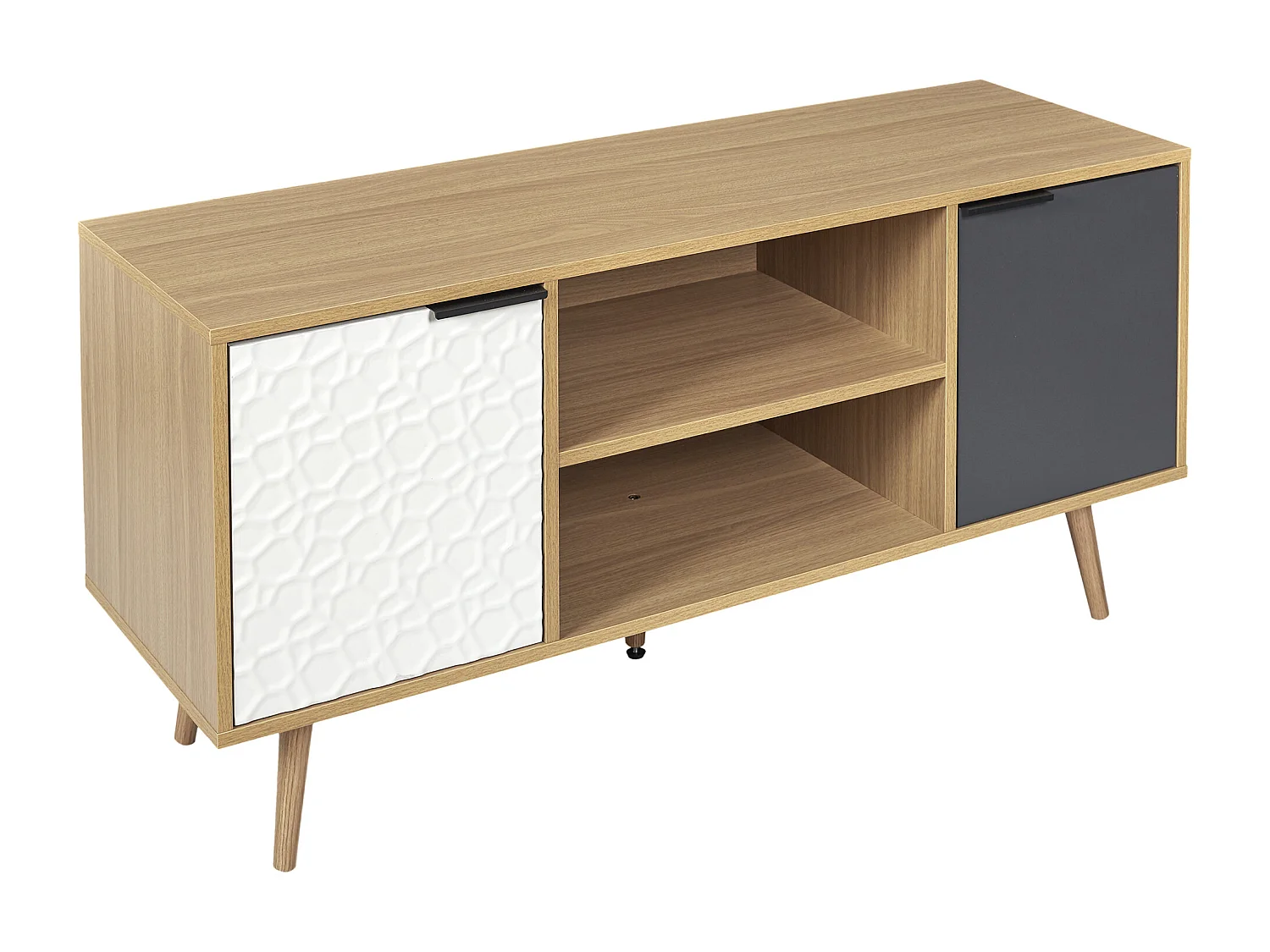 Meuble Tv Sven 2 Portes Blanc, Gris, Marron