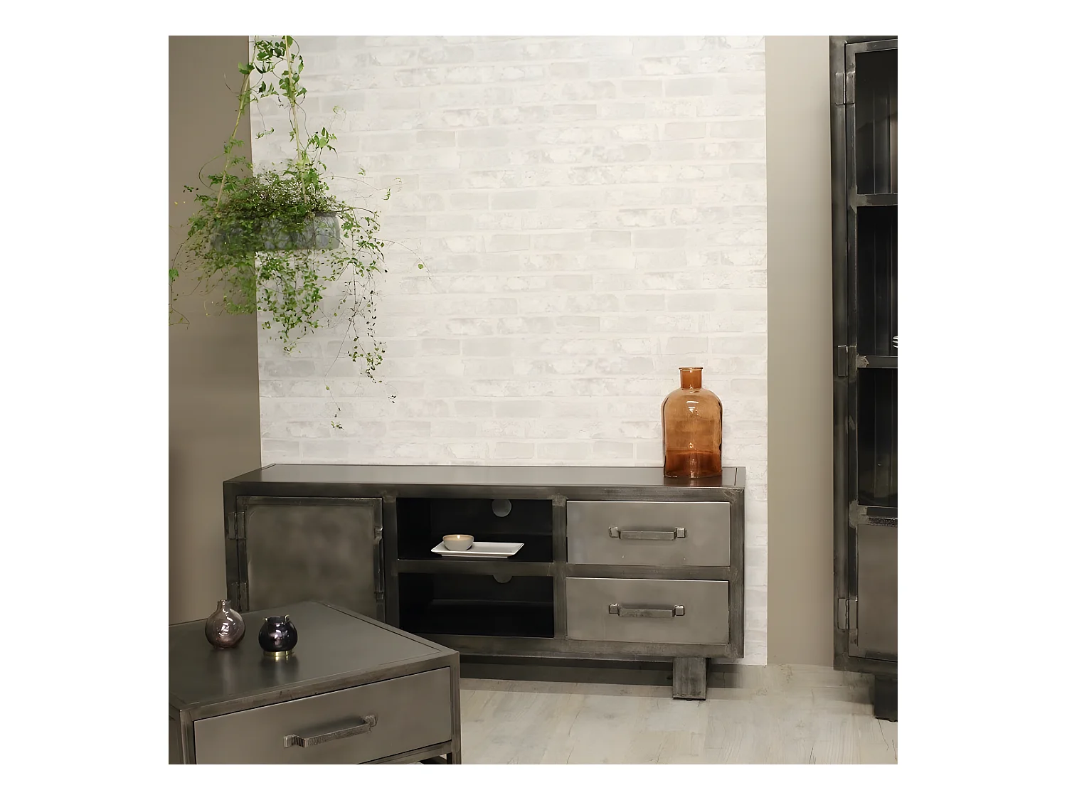 Meuble TV métal noir Jodhpur 150 cm